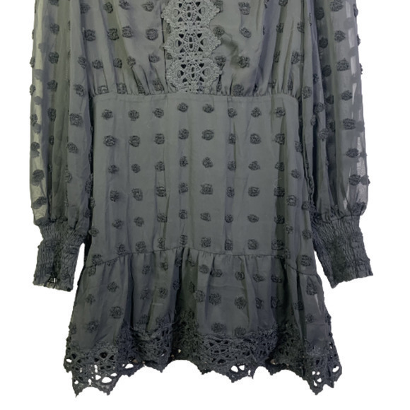 LULUS Black Puff Polka-Dot Lace A-Line Dress - Picture 4 of 10